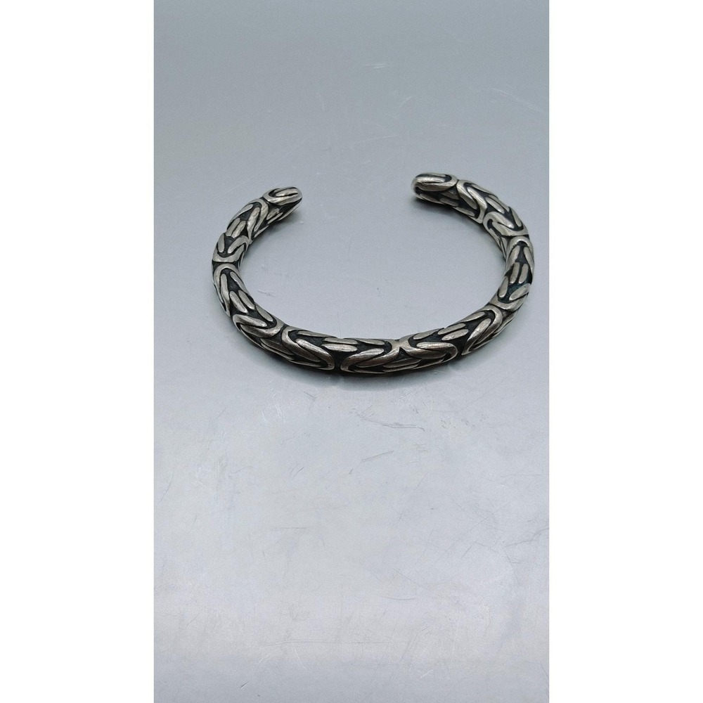 Heavy Sterling Silver Byzantine Kings Braid Cuff Bracelet 60g